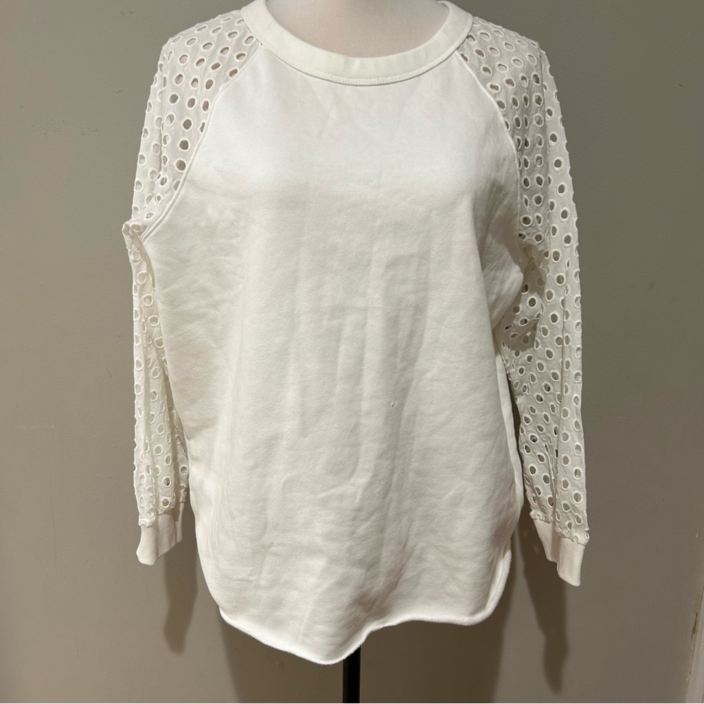Gap Vintage Soft White Eyelet Sleeve Sweatshirt M